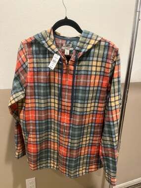 L.L.Bean Women's Scotch Plaid Flannel Shirt, Relaxed Zip Hoodie